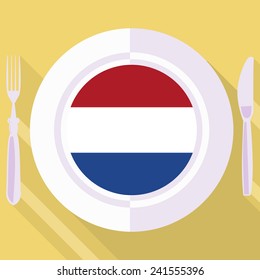 plate in flat style with flag of Netherlands