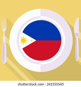 plate in flat style with flag of Philippines