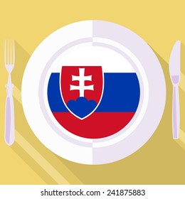 plate in flat style with flag of Slovakia
