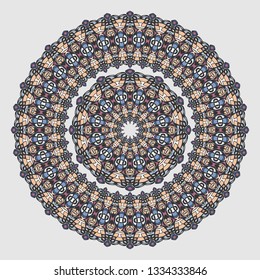 Plate, floral mandala, a round geometric ornament for porcelain plate, background, frame. Home decor.