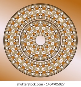 plate, floral mandala, tray, a round geometric ornament for porcelain plate.