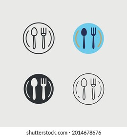 plate folk and spoon vector icon restaurant