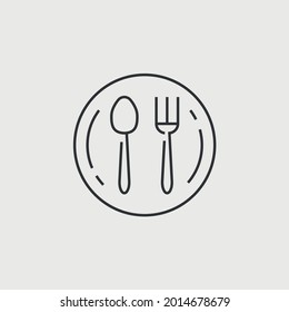 plate folk and spoon vector icon restaurant