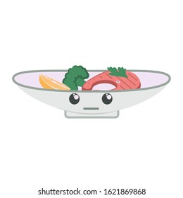 

plate food fish broccoli vector character