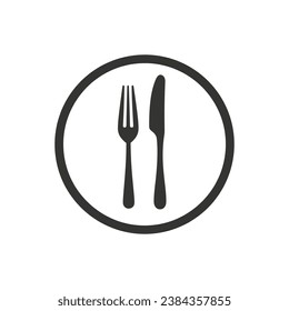 Icono de placa y horquilla sobre fondo blanco - Ilustración vectorial simple