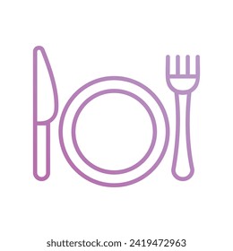 plate and fork icon with white background vector stock illustration