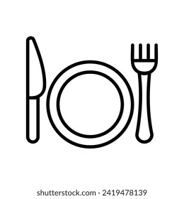 plate and fork icon with white background vector stock illustration