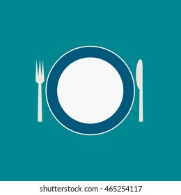 Plate with a fork and knife