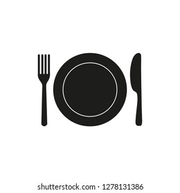 Plate, Fork And Knife Black Icon