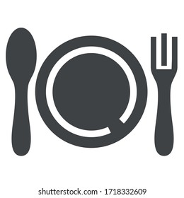  plate fork knife black icon on white background