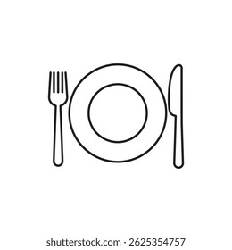 Plate with Fork and Knife Crossed - Restaurant and Dining Concept