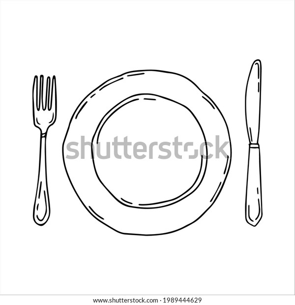 Plate Fork Knife Cultery Table Settings Stock Vector (Royalty Free ...