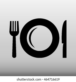 Plate  with fork and knife / Cutlery Vector Icon Illustration