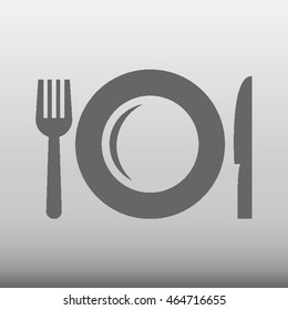 Plate  with fork and knife / Cutlery Vector Icon Illustration