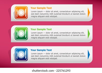 Plate, fork and knife and design template vector. Graphic or website.