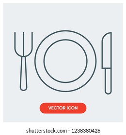 Plate with fork and knife eating set tools vector icon