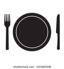 Plate, fork and knife icon