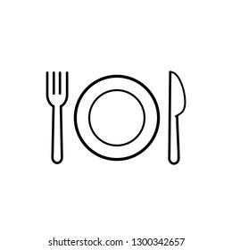 Plate with fork and knife icon