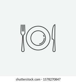 plate, Fork and Knife icon, Crossed symbol, restaurant Flat Vector illustration, Restaurant Symbol, cooking icon vector