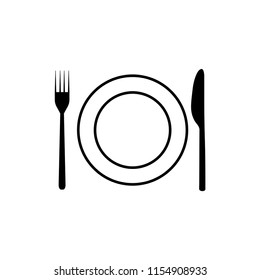 Plate, fork, knife icon. Graphic vector icon. Graphic vector icon.