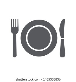 Plate, fork and knife icon isolated on white background. Restaurant symbol modern, simple, vector, icon for website design, mobile app, ui. Vector Illustration