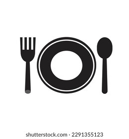 Plate, Fork and knife icon, logo isolated on white background.