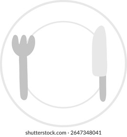 plate with fork and knife icon on transparent background