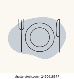 Plate, fork and knife icon. Perfect for Valentine's day, wedding designs.