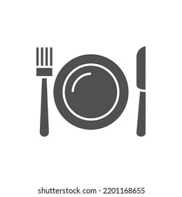 Plate, Fork and Knife Icon. Plate, Fork and Knife Related Vector Glyph Icon. Editable EPS