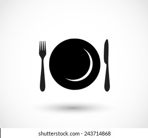 Plate fork and knife icon set vector