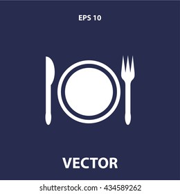 plate, fork, knife icon. plate, fork, knife sign