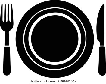 plate fork and knife icon silhouette vector