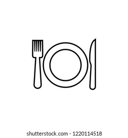 plate, fork, knife icon. Simple outline vector of food set for UI and UX, website or mobile application on white background