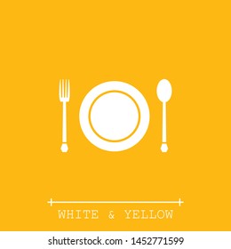 A plate, a fork and a knife icon. The symbol of eating .The sign of a plate and restaurant. The symbol of the fork and the knife.
