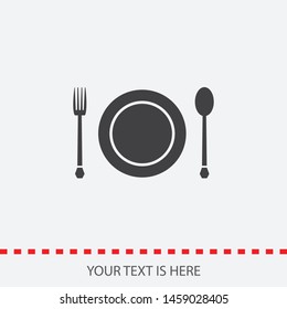 A plate, a fork and a knife icon. The symbol of eating .The sign of a plate and restaurant. The symbol of the fork and the knife.