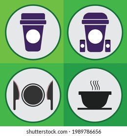  Plate, fork and knife icon and trash vector icon.