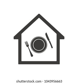 Plate, fork and knife icon, vector, flat design