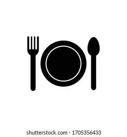 Plate, fork and knife icon vector