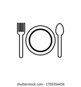 Plate, fork and knife icon vector