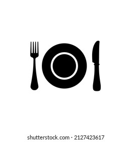 Plate, fork and knife icon. Vector illustration for graphic design, Web, UI, mobile upp. EPS-10.