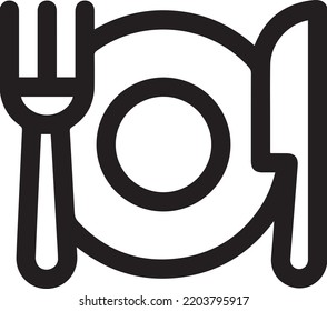 Placa, tenedor, imagen vectorial de icono de cuchillo. También se puede utilizar para comer, comer y beber. Adecuado para aplicaciones web, aplicaciones móviles y medios de impresión
