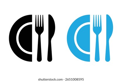 plate with fork and knife icon vector isolated on white background