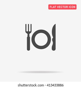 Plate with fork and knife icon. Vector concept illustration for design.
