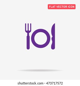 Plate with fork and knife icon. Vector concept illustration for design.