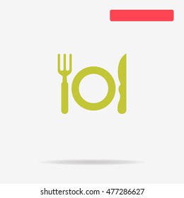 Plate with fork and knife icon. Vector concept illustration for design.