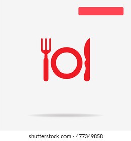 Plate with fork and knife icon. Vector concept illustration for design.
