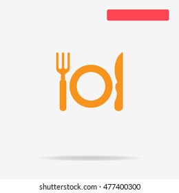 Plate with fork and knife icon. Vector concept illustration for design.
