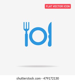 Plate with fork and knife icon. Vector concept illustration for design.
