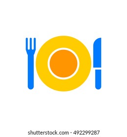 Plate Fork And Knife icon vector, dishware solid flat sign, colorful pictogram isolated on white, logo illustration