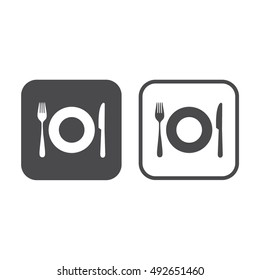 Plate fork knife icon vector illustration. White cutlery set. Gray and white